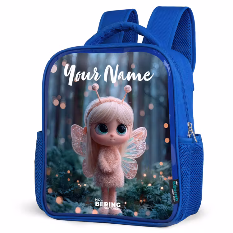 Kids backpack with name - Blue - Fairy - Forest - Glitters — 3