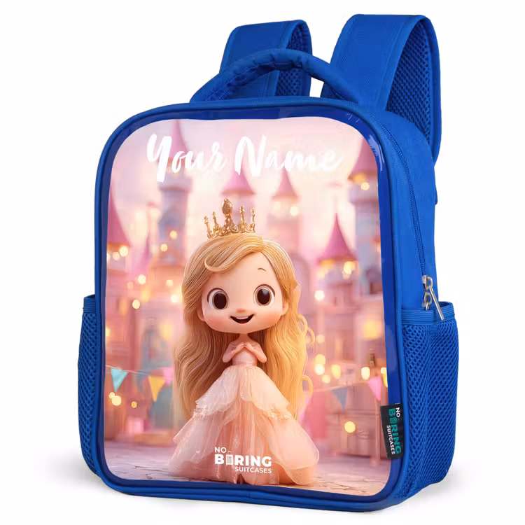 Kids backpack with name - Blue - Princess - Pink - Castle — 3