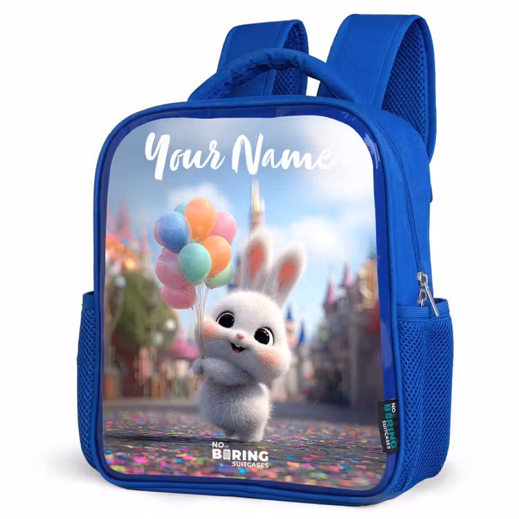 Kids backpack with name - Blue - rabbit - Balloons — 3