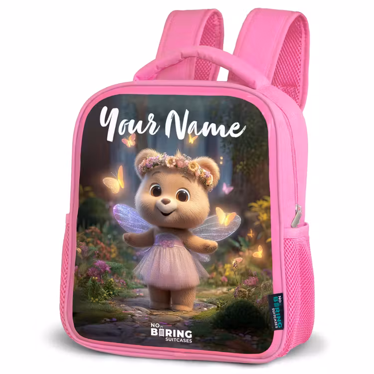 Kids backpack with name - Pink - Bear - Butterflies - Forest - Fairy — 4
