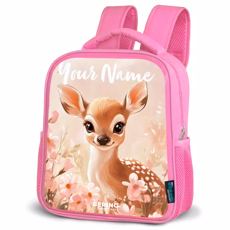 Kids backpack with name - Pink - Deer - Flowers - Dots - Pink — 4