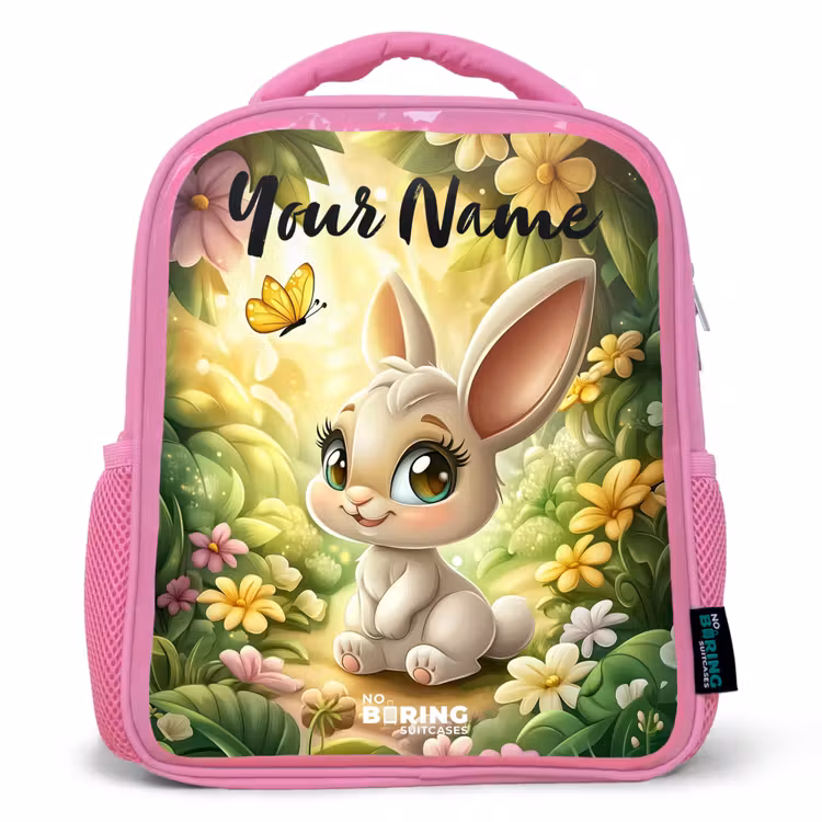 Kids backpack with name - Pink - Rabbit - Sunlight - Fairytale - Butterfly — 1