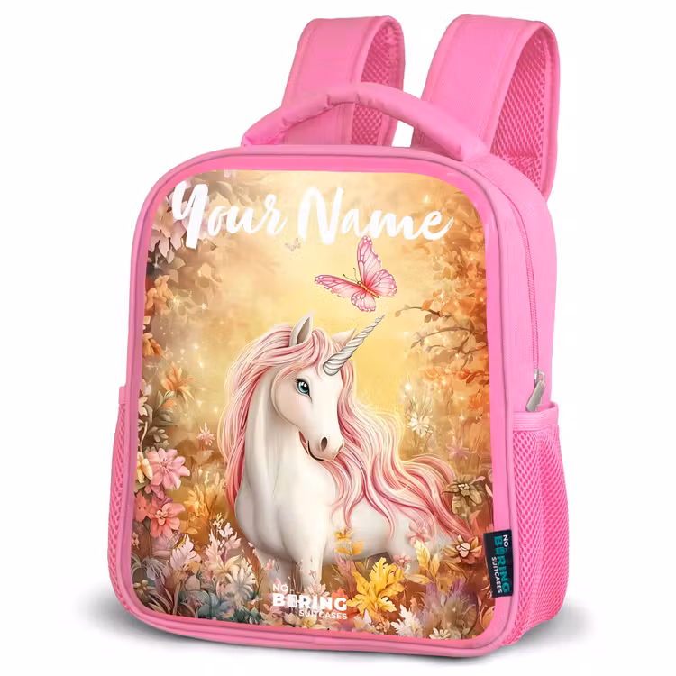 Kids backpack with name - Pink - Unicorn - Butterfly - Pink - Mane — 4