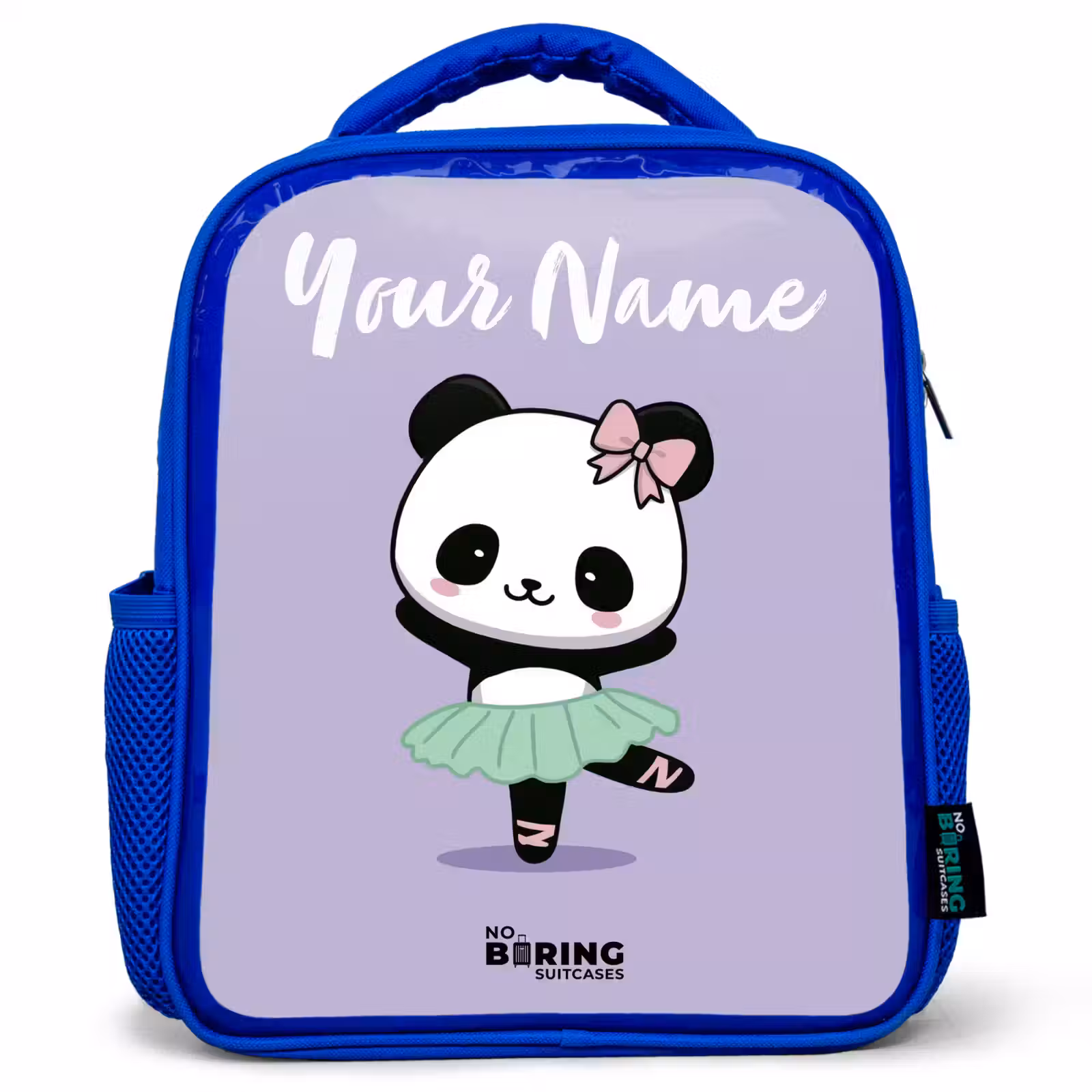 Kids backpack with name - Blue - Kawai - Ballet - Panda — 1