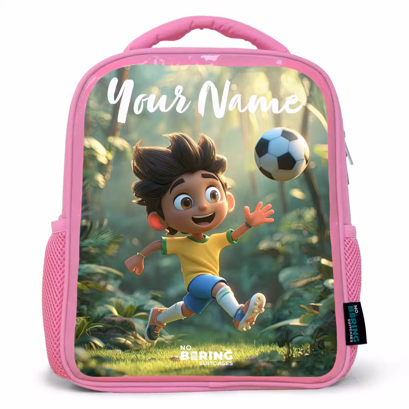 Kids backpack with name - Pink - Soccer - Boy - Forest — 1