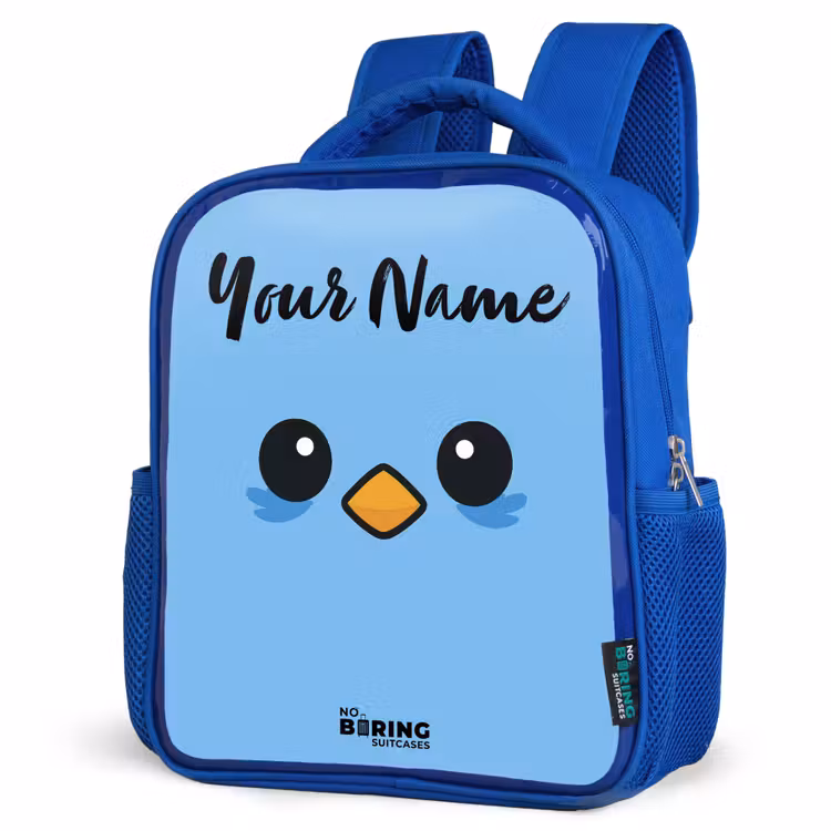 Kids backpack with name - Blue - Kawai - Bird - Blue — 3