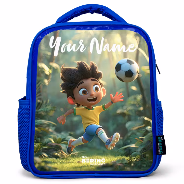 Kids backpack with name - Blue - Soccer - Boy - Forest — 1