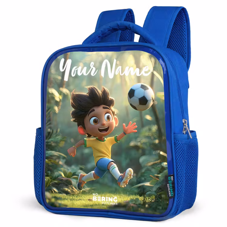 Kids backpack with name - Blue - Soccer - Boy - Forest — 3