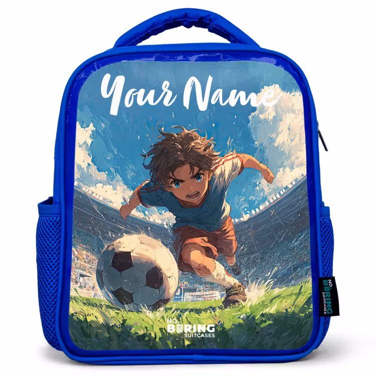 Kids backpack with name - Blue - Stadium - Football - Boy — 1