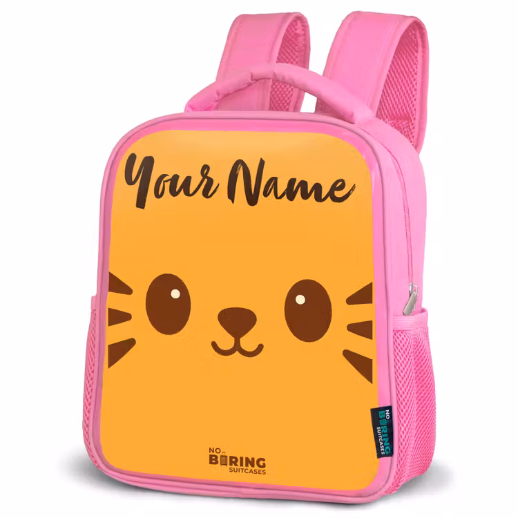 Kids backpack with name - Pink - Kawai - Tiger - Orange — 4