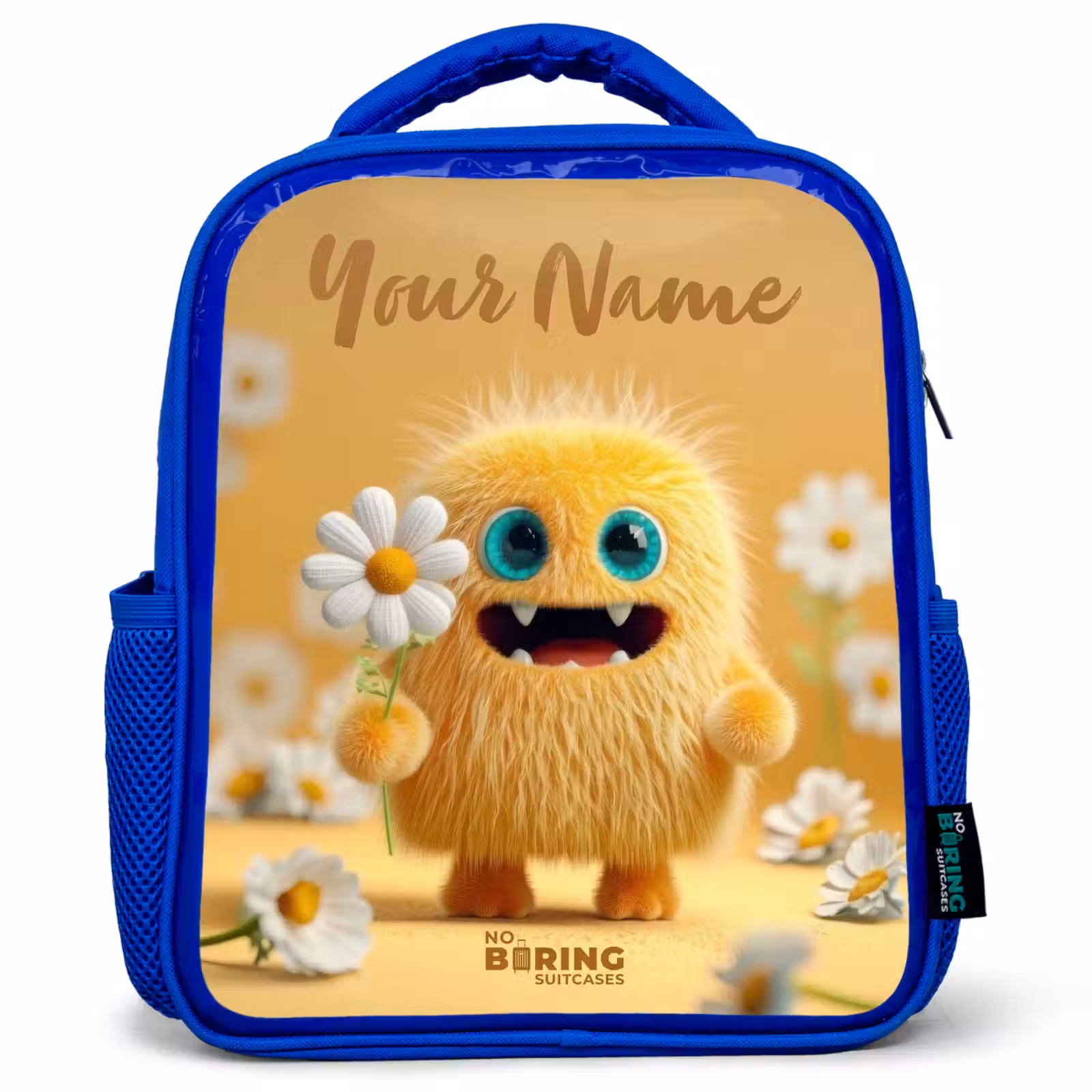 Kids backpack - Blue - Monster - Creature - Flower - Yellow — 1