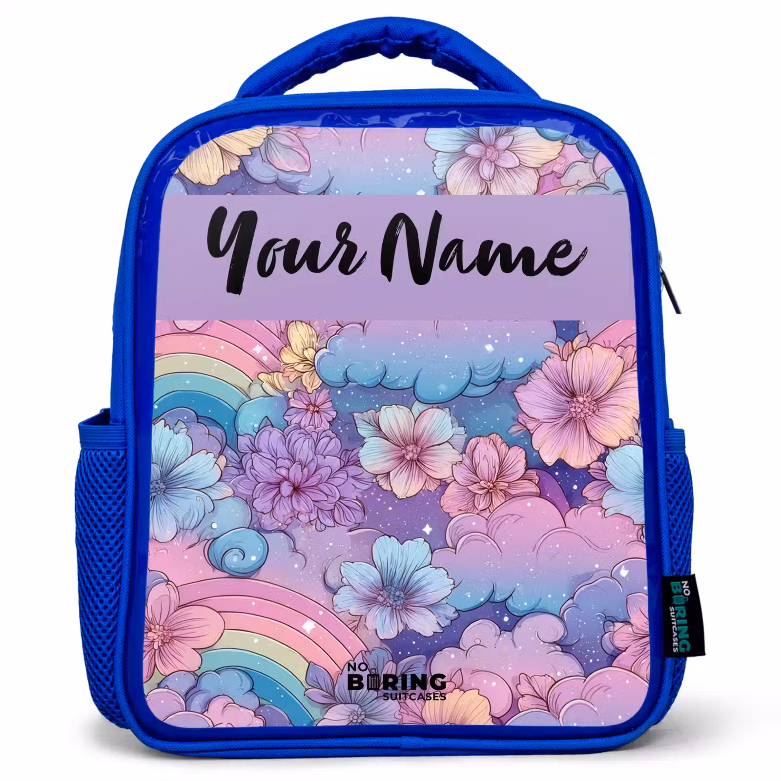 Kids backpack - Blue - Rainbows - Flowers - Colorful — 1