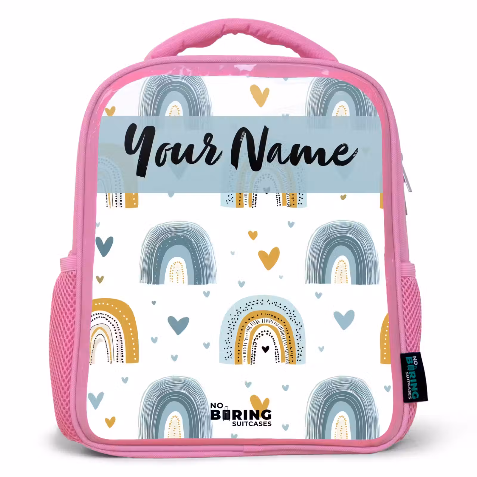 Kids backpack - Pink - Pattern - Rainbow - Hearts — 1
