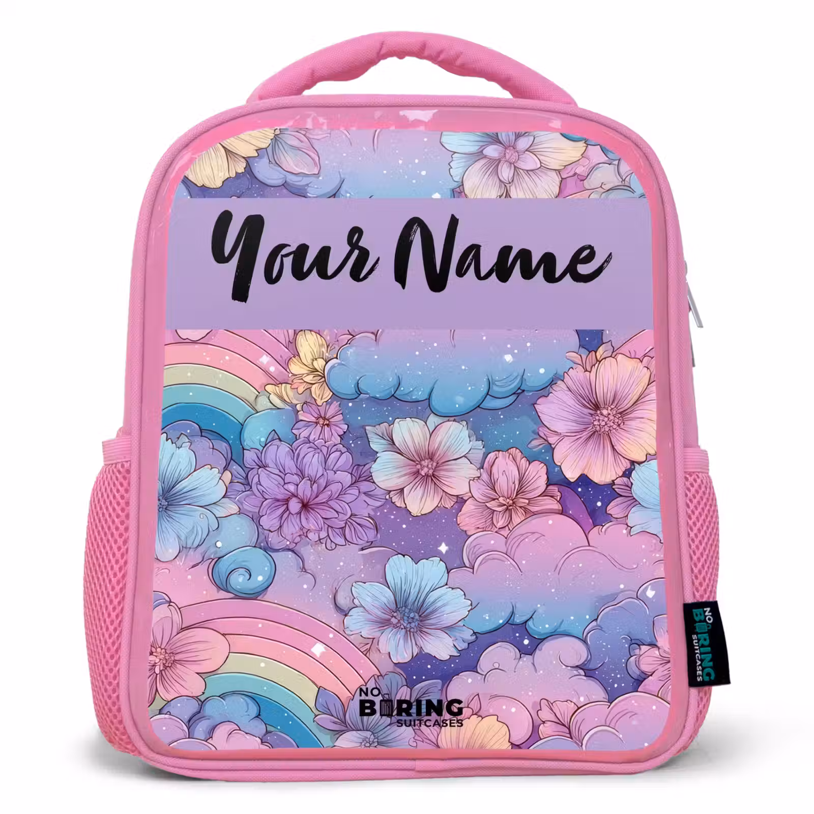 Kids backpack - Pink - Rainbows - Flowers - Colorful — 1