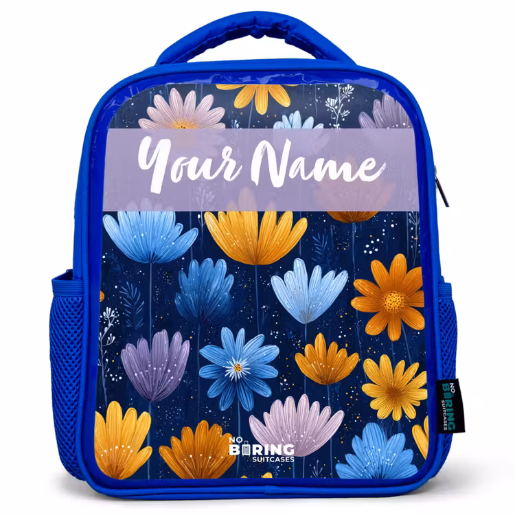 Kids backpack - Blue - Flowers - Pattern - Blue — 1