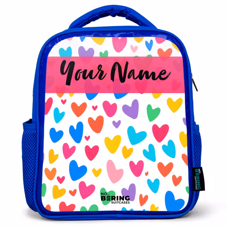 Kids backpack - Blue - Hearts - Colorful - Pattern — 1