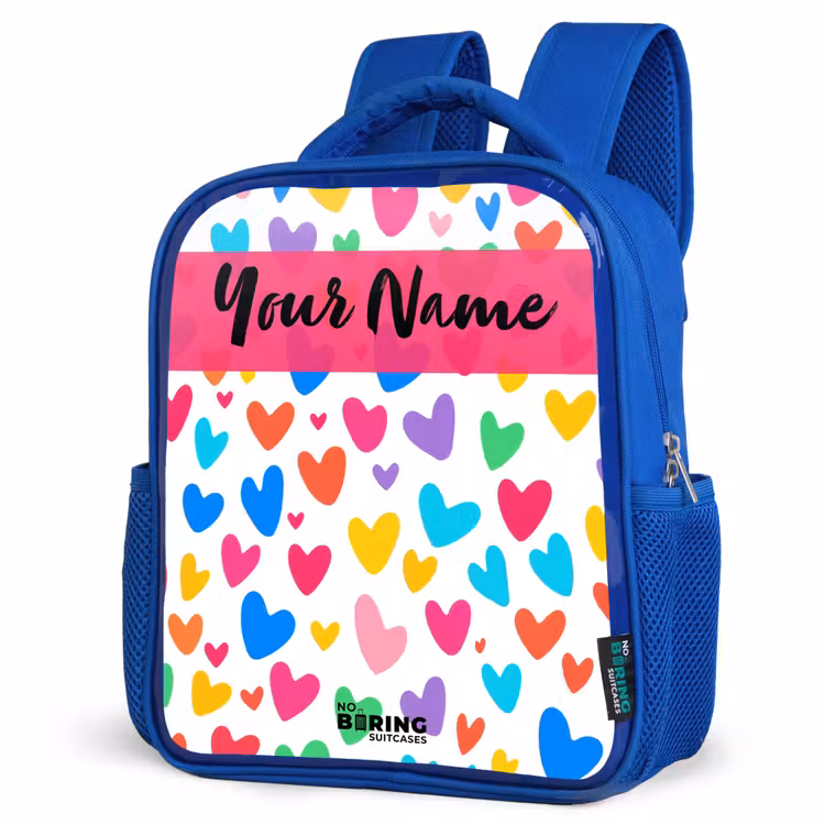 Kids backpack - Blue - Hearts - Colorful - Pattern — 3