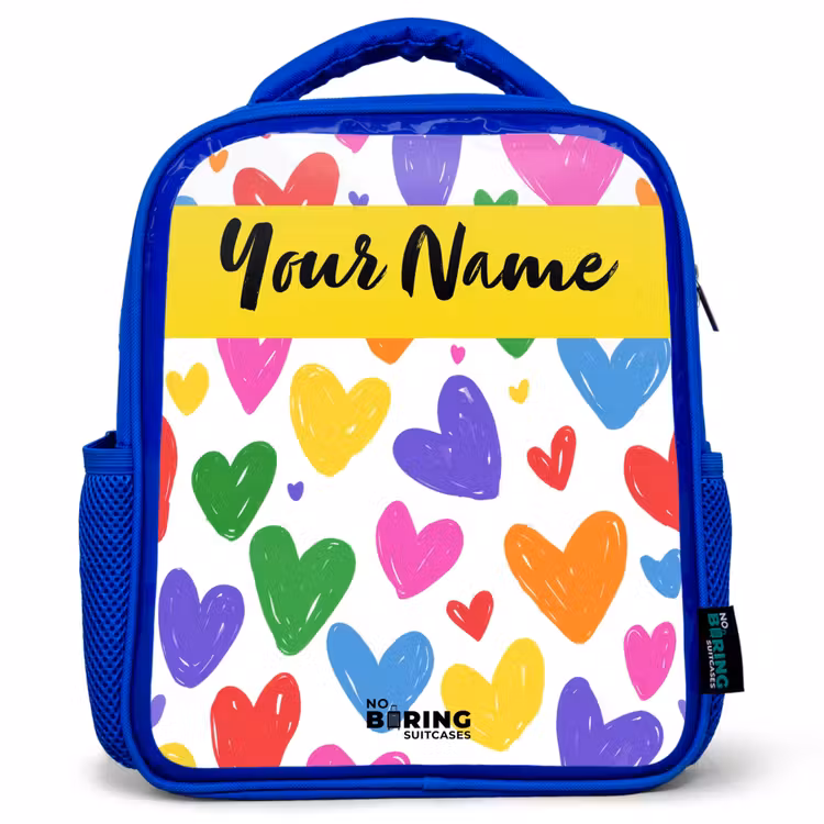 Kids backpack - Blue - Hearts - Pattern - Colorful — 1