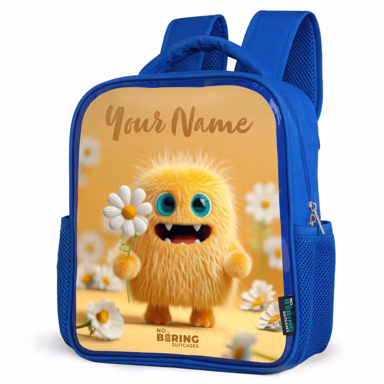 Kids backpack - Blue - Monster - Creature - Flower - Yellow — 3