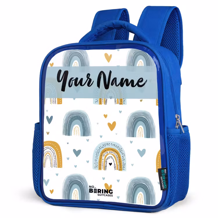 Kids backpack - Blue - Pattern - Rainbow - Hearts — 3