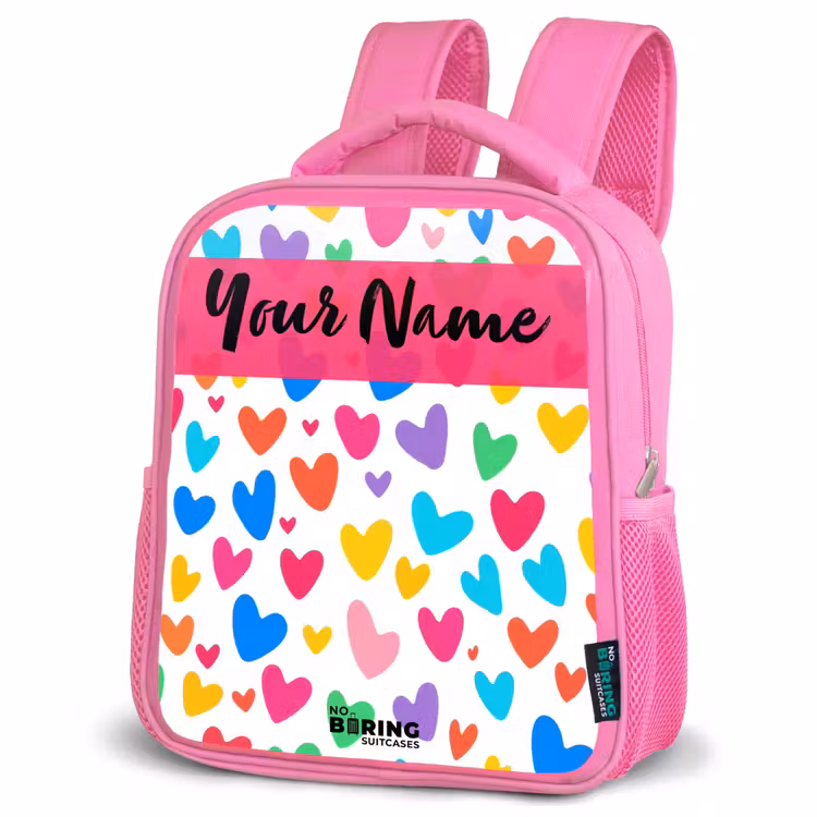 Kids backpack - Pink - Hearts - Colorful - Pattern — 4