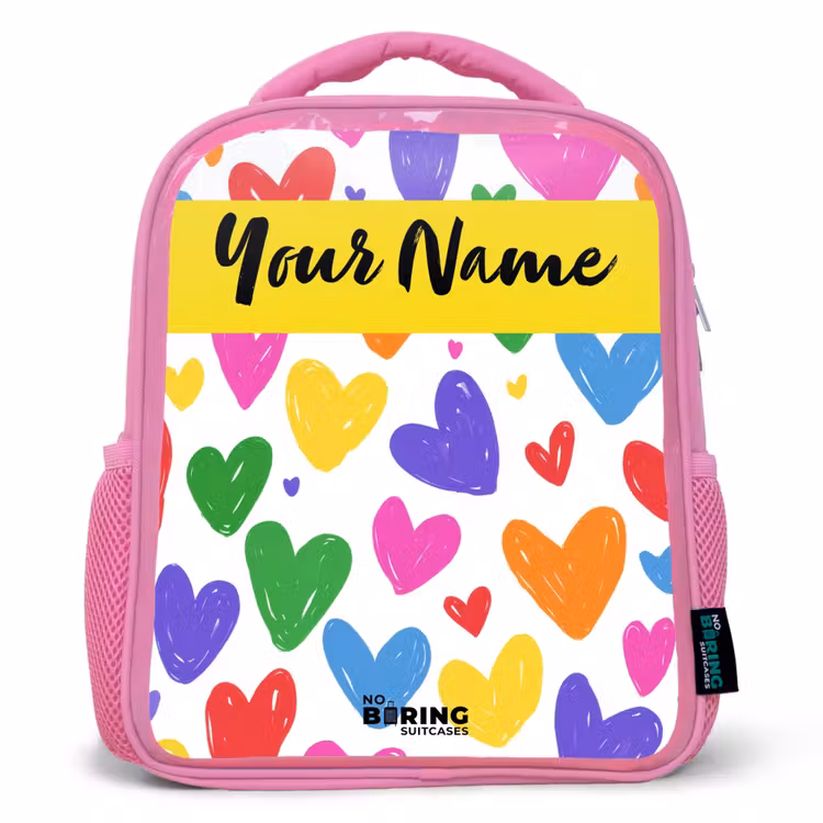 Kids backpack - Pink - Hearts - Pattern - Colorful — 1