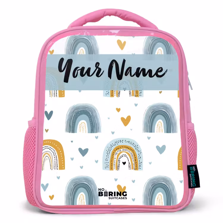 Kids backpack - Pink - Pattern - Rainbow - Hearts — 1