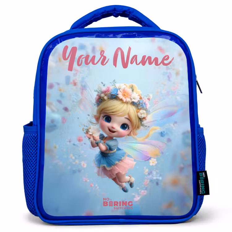 Kids backpack - Blue - Butterfly Fairy in Flower Air — 1