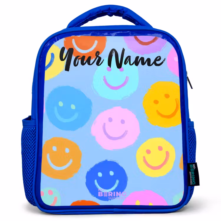 Kids backpack - Blue - Cheerful pattern of smileys — 1