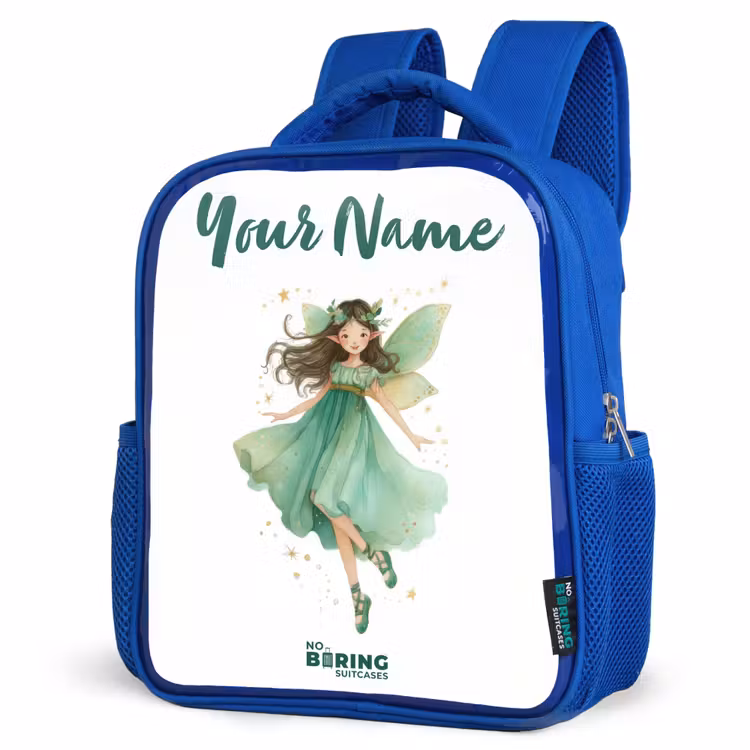 Kids backpack - Blue - Floating green elf — 3
