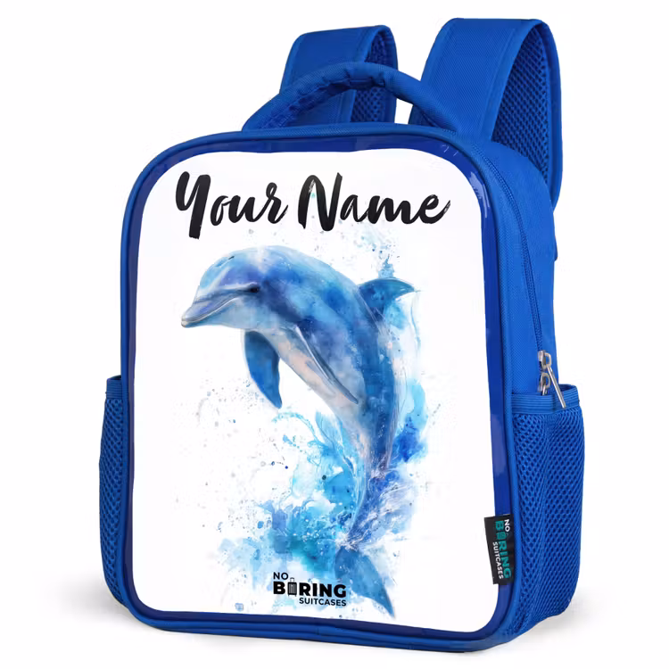 Kids backpack - Blue - Jumping blue dolphin — 3