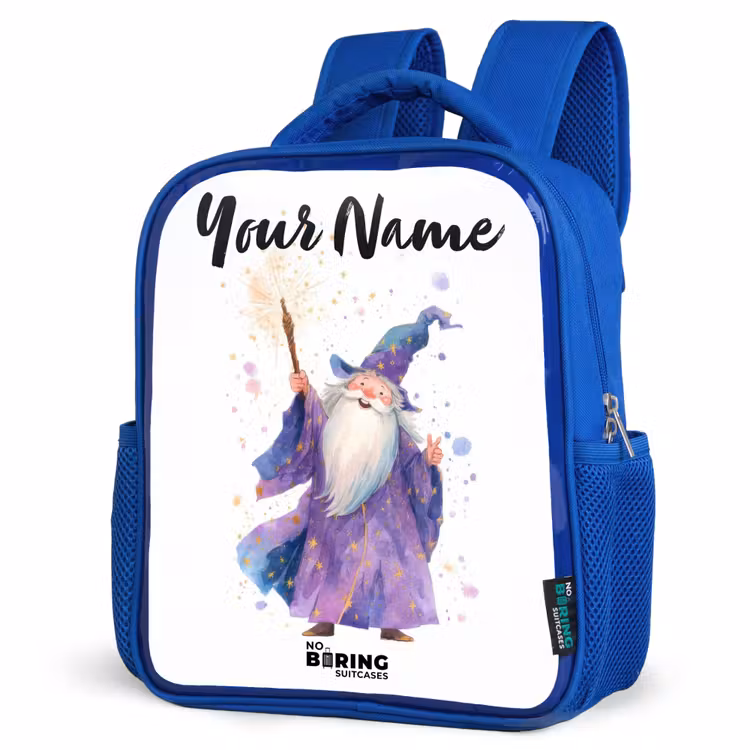 Kids backpack - Blue - Old magician with staff — 3