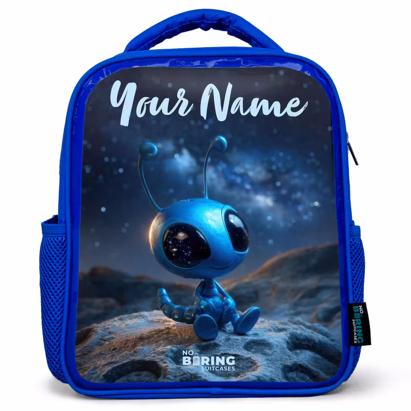 Kids backpack - Blue - Blue alien creature under starry sky — 1