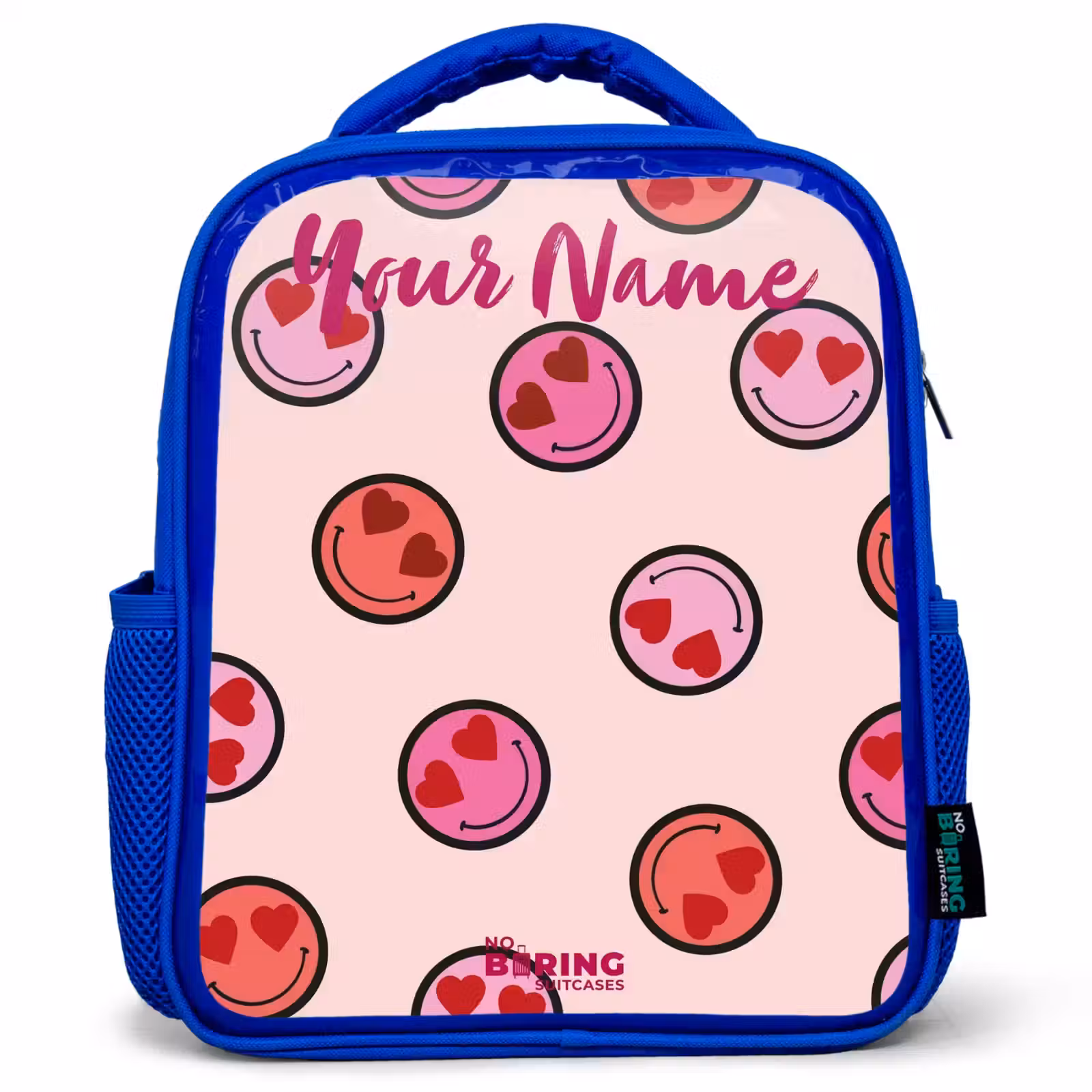 Kids backpack - Blue - Heart - Smiley - Pattern — 1