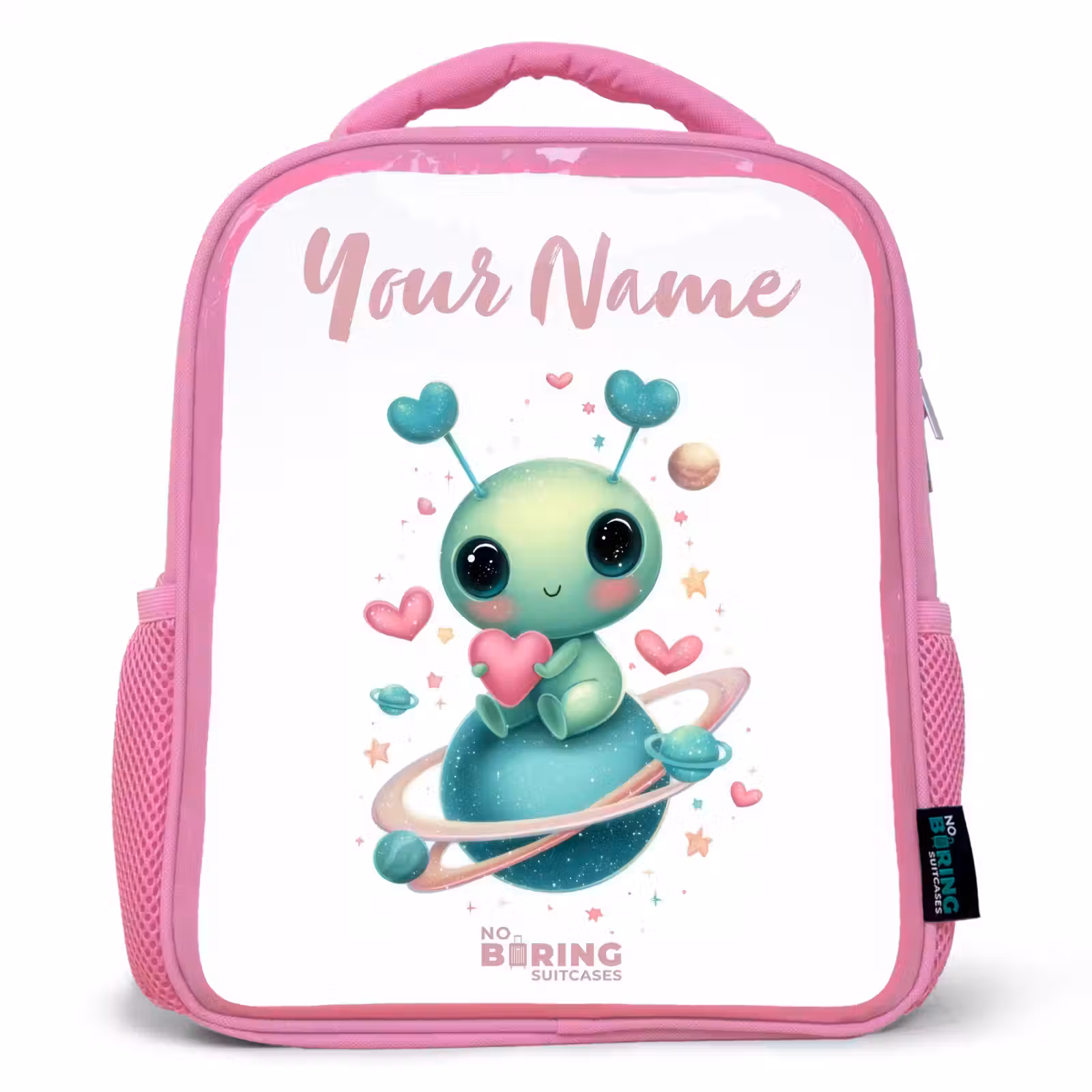 Kids backpack - Pink - Sweet alien creature with heart — 1