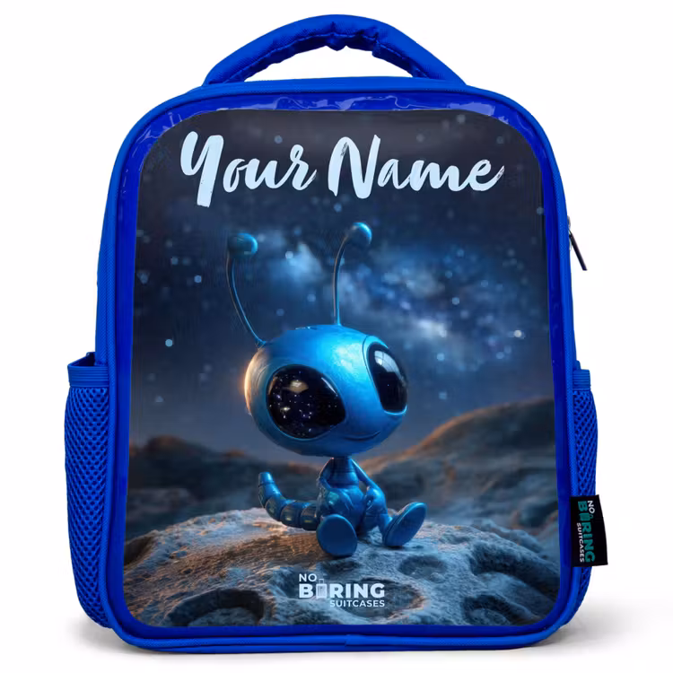 Kids backpack - Blue - Blue alien creature under starry sky — 1