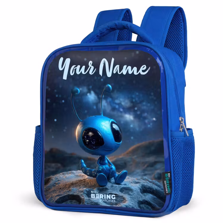 Kids backpack - Blue - Blue alien creature under starry sky — 3