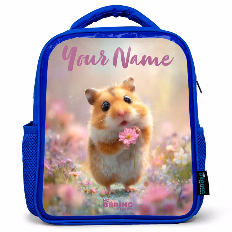 Kids backpack - Blue - Hamster - Flower - Nature - Animal — 1