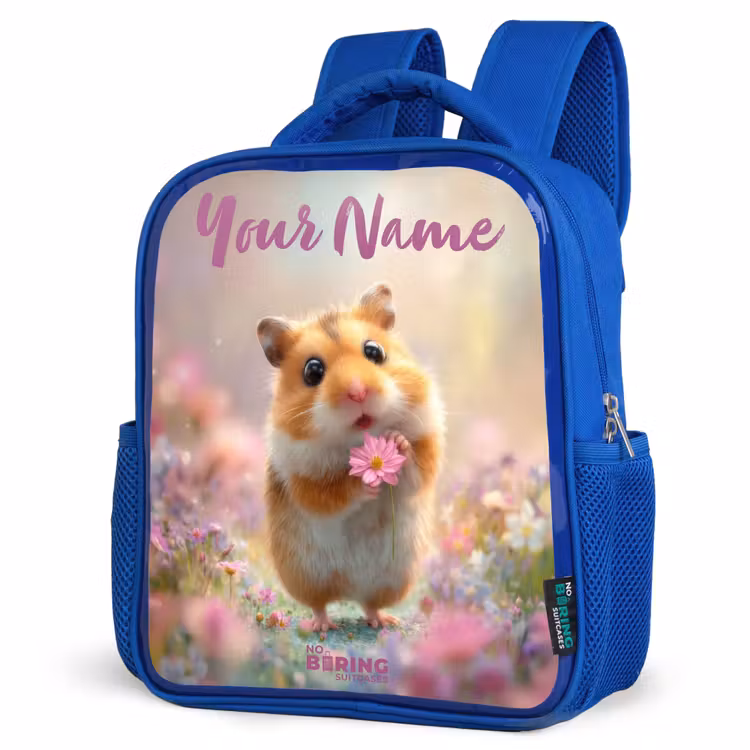 Kids backpack - Blue - Hamster - Flower - Nature - Animal — 3