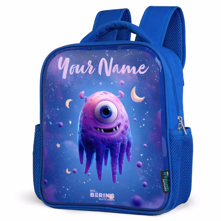 Kids backpack - Blue - Merry purple eye in space — 3