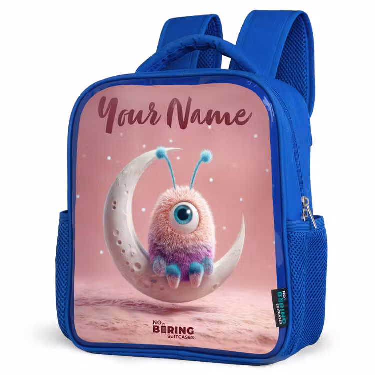 Kids backpack - Blue - Moon rocker with Fluffy Weasel — 3