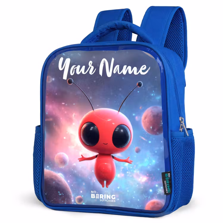 Kids backpack - Blue - Red Space Being in Cosmic Dance — 3