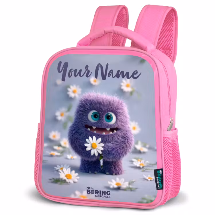 Kids backpack - Pink - Purple Fluffy Friend with Daisy — 4