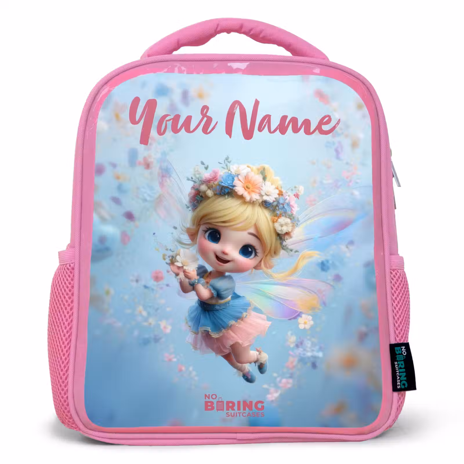 Kids backpack - Pink - Butterfly Fairy in Flower Air — 1