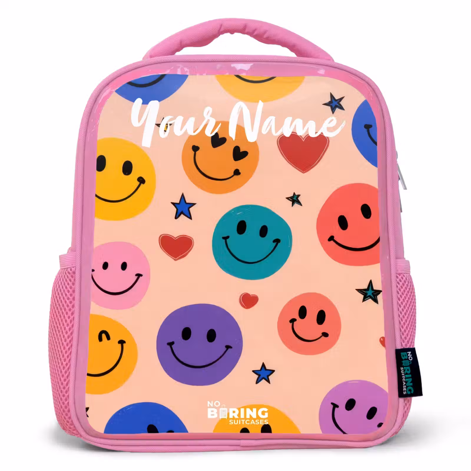 Kids backpack - Pink - Cheerful Smiley Pattern — 1
