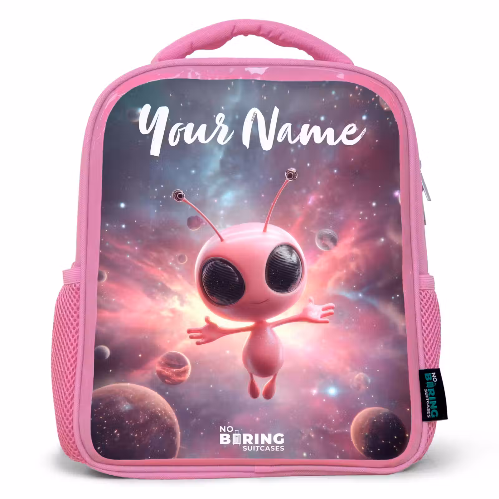 Kids backpack - Pink - Pink Alien in Star Nebula — 1