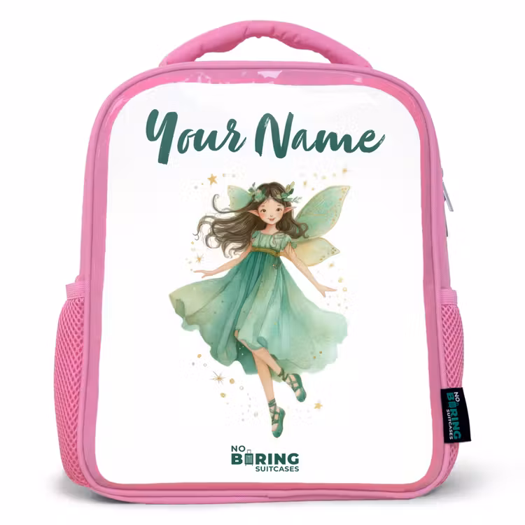 Kids backpack - Pink - Floating green elf — 1