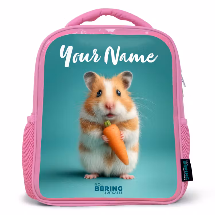 Kids backpack - Pink - Hamster - Carrot - Animal — 1