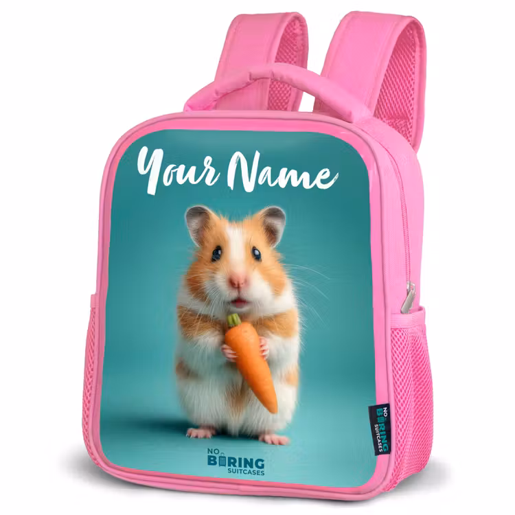 Kids backpack - Pink - Hamster - Carrot - Animal — 4
