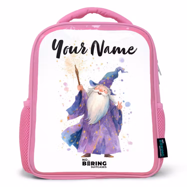 Kids backpack - Pink - Old magician with staff — 1
